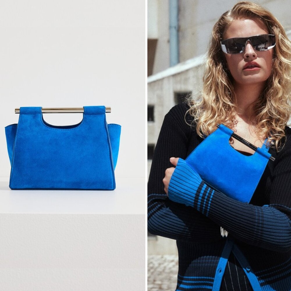 STAUD Mar Mini Bag Blue Suede